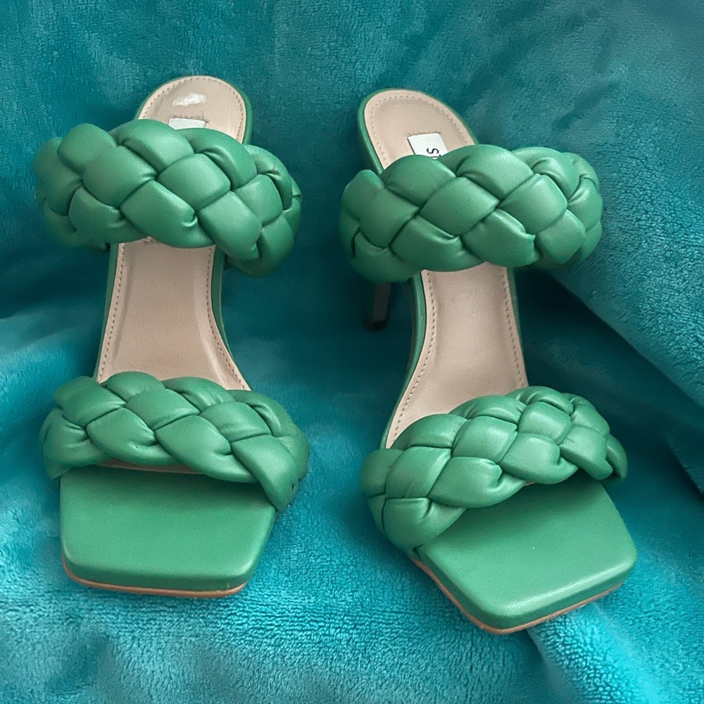 Steve Madden Green Braided Heels